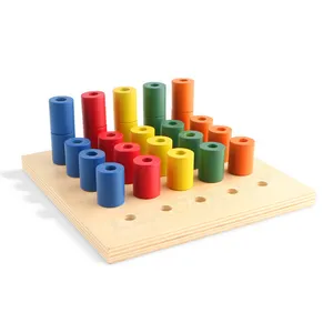 Leaderjoy Houten Geometrische Peg Board Speelgoed Montessori Educatief Eenvoudige Zintuiglijke Speelgoed Set
