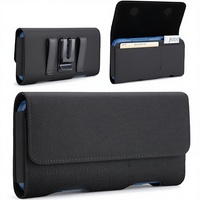 Étui de protection en nylon noir BECPLT pour 16 Pro Max, 15 Pro Max, 14 Pro Max avec clip ceinture et emplacements pour cartes d'identité