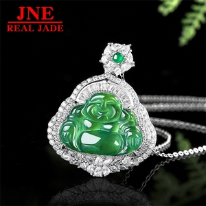 Pendentif en jade de glace avec incrustation en argent S925, vert <span class=keywords><strong>émeraude</strong></span> naturel de type A, pendentif en jade, collier pour femme, pendentif tendance - Product Image 2