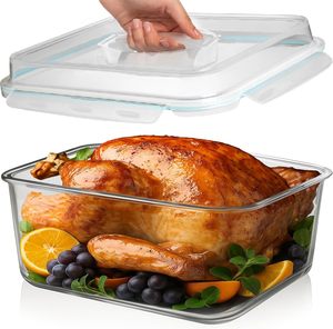 Grand récipient de stockage hermétique en verre, compatible congélateur, pour marinades et rôtisseries - Product Image 1