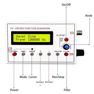 FG-100 DDS chức năng tín hiệu máy phát tần số truy cập 1Hz-500Khz mô-đun nguồn tín hiệu Sin + vuông + tam giác + dạng sóng răng cưa - Product Image 4