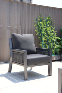 Ensemble <span class=keywords><strong>de</strong></span> salle à manger d'extérieur <span class=keywords><strong>de</strong></span> luxe moderne, structure <span class=keywords><strong>en</strong></span> aluminium <span class=keywords><strong>gris</strong></span>, mobilier <span class=keywords><strong>de</strong></span> patio résistant aux intempéries, ensemble <span class=keywords><strong>de</strong></span> salle à manger décontractée pour <span class=keywords><strong>jardin</strong></span>, 5 pièces - Product Image 6