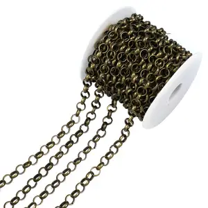 Rollo de cadena de eslabones chapados en bronce de latón de forma ovalada de alta calidad al por mayor