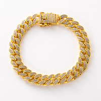 Chaîne cubaine 13 mm entièrement sertie de diamants, en or rose, style hip-hop, pour hommes et femmes, vente en gros