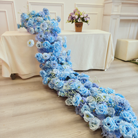 Cascade de roses artificielles série bleue, arrangement floral pour table, décoration de scène de banquet de mariage, chemin de table fleuri