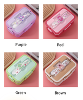 Ensemble boîte à lunch et gourde, mignon, avec couvercle en plastique chauffable, 3 compartiments, durable, grande capacité, portable, facile à nettoyer, matériaux sûrs
