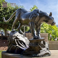 Sculpture de mascotte animale de décoration extérieure, statue de panthère noire en bronze