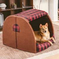 Lit-tente de luxe moderne pour chien et chat toutes saisons avec housse amovible et lavable pour animaux de petite et moyenne taille