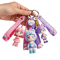 Vente en gros de porte-clés en plastique souple et mignon en silicone 3D personnalisé personnage de dessin animé 3D en PVC mousqueton élégant et pratique