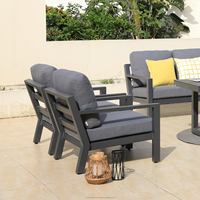 Ensemble de canapé 2 places en aluminium OSMEN Dubbo, 4 pièces, table basse, design moderne, résistant aux intempéries pour jardin, terrasse