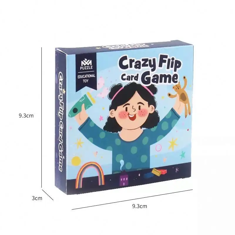 Juego de cartas Crazy flip, venta al por mayor, juguetes de rompecabezas de cartas a juego divertidos, interacción entre padres e hijos