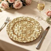 Assiettes rondes en plastique PP de style américain haut de gamme, finition pigmentée, motif végétal, multi-usages, pour mariage, banquet, fête