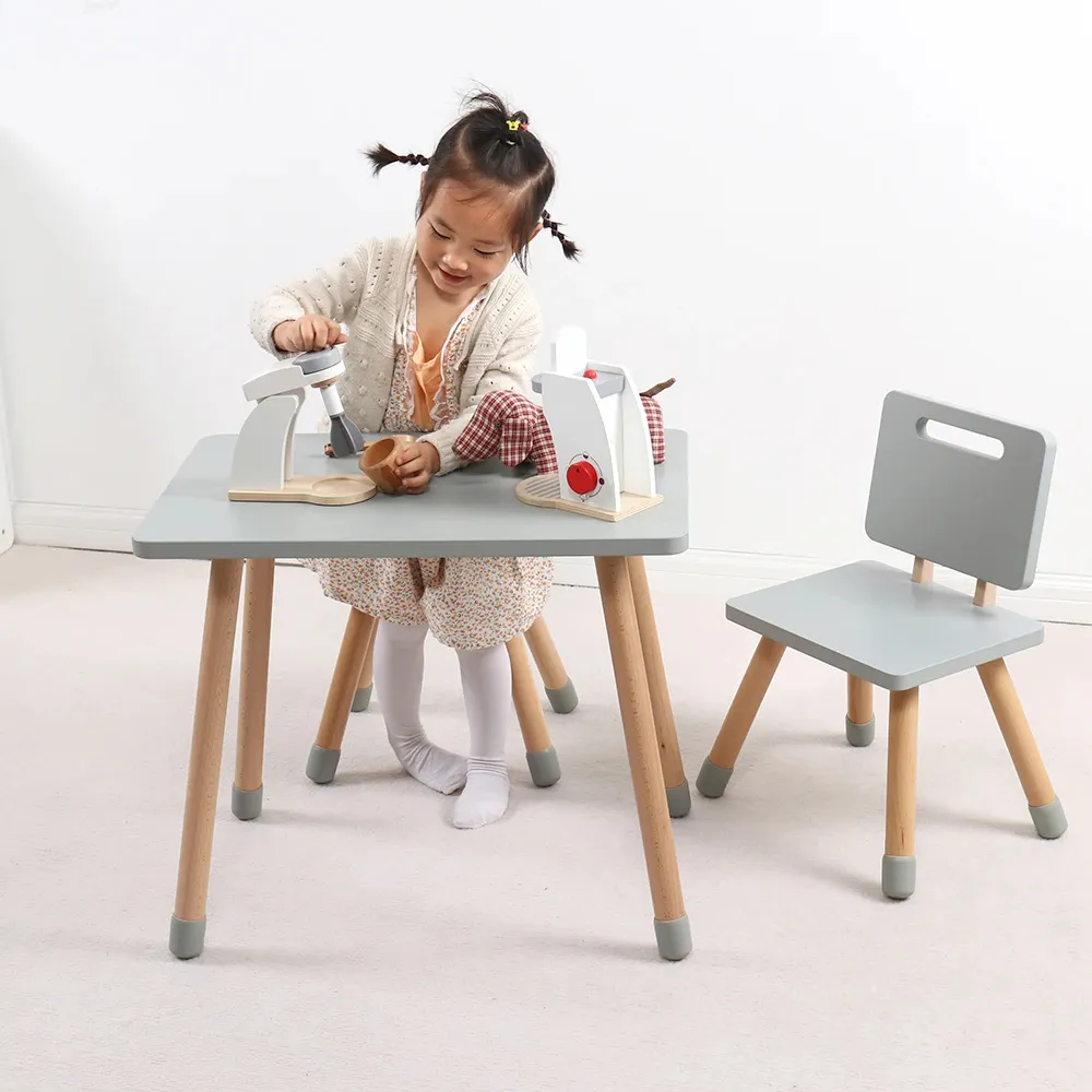 Juego de mesa y silla de madera para niños, escolar o sala de estar para dormitorio, pintura de proyección, juegos de aprendizaje para niños