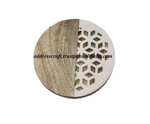 Regalo de inauguración de la casa, posavasos de madera de mango y resina, juego de posavasos de mármol de cuatro piezas para vajilla, hogar, Hotel, restaurante, alfombrillas de uso - Product Image 3