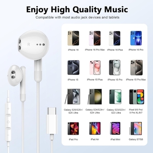 Audífonos Intrauditivos Duraderos con Cable Tipo C y Micrófono para Venta al por Mayor, Auriculares USB C para Teléfonos Inteligentes Android e iOS - Product Image 6