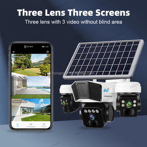 Hongnaer 15MP 360 kablosuz GÜNEŞ PANELI 4G etüt IP PTZ kamera <span class=keywords><strong>3</strong></span> Lens O-KAM Pro açık 4G Sim kart CCTV güneş güvenlik kamera - Product Image 3