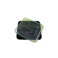 Boîte à lunch carrée jetable noire multi-compartiments en plastique PP de qualité alimentaire pour emballage commercial à emporter en Chine