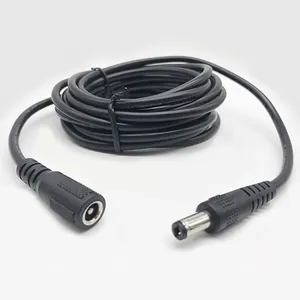 Custom made Black 0.5m 1m 1.5m 3m 5m 8m 10m 2464 20awg 5A DC Cable Male To Female DC5.5 mm*2.1mm Extension Power Cable