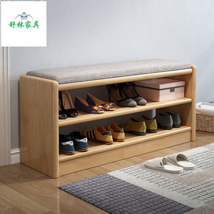Shoe Rack <b>Bench</b> With Cushion Storage For Entryway Home Use Solid Wood Long <b>Bench</b> For Sitting And Changing Shoes - Product Image 1