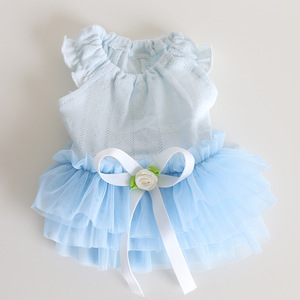 Robe pour <span class=keywords><strong>chiot</strong></span> à bas prix, confortable et respirante, ensemble jupe en gaze avec bretelles pour chien, vêtements pour animaux de compagnie pour le printemps et l'été - Product Image 3