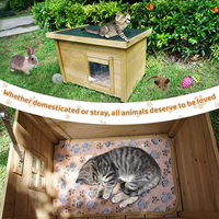 Maison pliable multi-animaux en bois écologique avec toit imperméable, fenêtre en acrylique et patins réglables – Abri pour chats et lapins