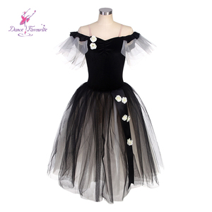 Черная длинная романтичная балетная танцевальная пышная пачка, трико, платья для девочек, Костюм Балерины 18439 - Product Image 1