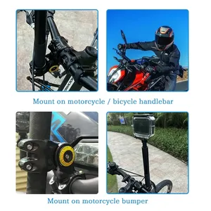 Perche à selfie en aluminium + support de moto pour caméra d'action GoPro Hero et Insta360 One X5x X4 X3 <span class=keywords><strong>X2</strong></span> - Product Image 3