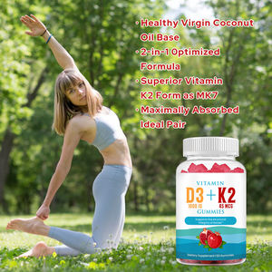 OEM Gommes organiques à la vitamine D3 K2 1000 UI de vitamine D3 + 45 Mcg Vitamine K2 Vegan Health Favorise des muscles sains Multivitamine Gummy - Product Image 3