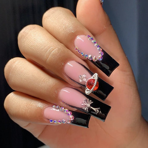 2025 en vrac en gros concepteur dégradé arc Floral 3D presse sur les ongles court carré porter <span class=keywords><strong>faux</strong></span> ongles Presson <span class=keywords><strong>faux</strong></span> ongles de haute qualité - Product Image 3