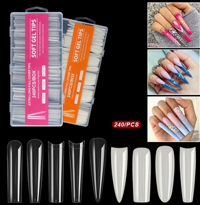 240 <span class=keywords><strong>Uñas</strong></span> Postizas de Gel Suave, Transparentes, Naturales, <span class=keywords><strong>Largas</strong></span>, Tipo Ataúd, Ballerina, Cobertura Completa, <span class=keywords><strong>para</strong></span> Extensión de <span class=keywords><strong>Uñas</strong></span> DIY - Product Image 2