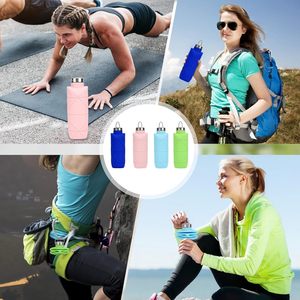 Bouteille pliable en <span class=keywords><strong>silicone</strong></span> de qualité alimentaire 700 ml, bouteille d'eau pliable en <span class=keywords><strong>silicone</strong></span> pour les voyages, le camping et les sports - Product Image 3