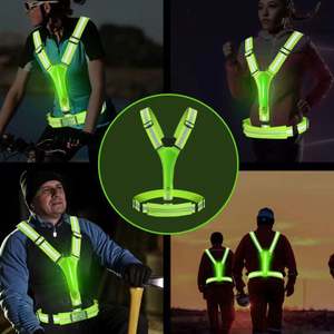 เสื้อกั๊ก LED ปรับได้ พร้อมกระเป๋า สำหรับวิ่งกลางคืน ปั่นจักรยาน สะท้อนแสง ชาร์จ USB เสื้อกั๊กสำหรับวิ่งกลางแจ้ง - Product Image 4