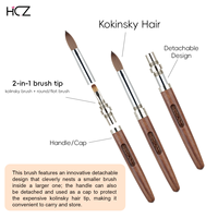 Nouveau Pinceau à Ongles en Acrylique Kolinsky 2-en-1 Détachable, Rond et Plat, avec Manche en Bois de Santal, pour Poudre Acrylique et Manucure (Modèle 2026)