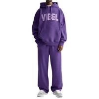 Survêtements personnalisés brodés de qualité supérieure pour hommes – Ensembles amples avec pantalon large et sweat à capuche