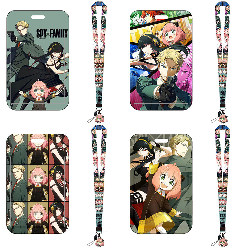 Japanese Lovely Cartoon SPY Polyester Lanyards Worker Student Bus ID Badge Card Holder Custom Plastic Card Case Cover Image 2