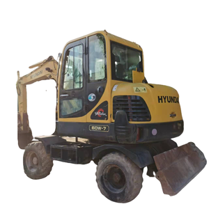 Mini excavadora usada de alta calidad HYUNDAI60W Origen de Corea Precio barato 6ton Excavadora de ruedas hidráulica Motor Yanmar Yuken Hidráulico - Product Image 1