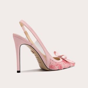 Sandalias de tacón de aguja con diseño floral para mujer, modelo 2025, de verano, sexy, con punta cerrada, tacones bajos, imprescindibles para realzar el temperamento femenino y elegante. - Product Image 2