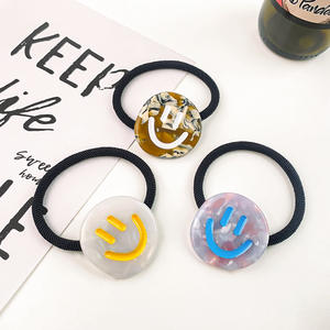 SAIYII accessoires de cheveux de haute qualité <span class=keywords><strong>Smiley</strong></span> visage acétate élastique cheveux cravate corde élastique bandes de cheveux - Product Image 3