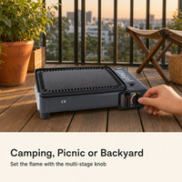 Barbecue portable au gaz butane, gril de camping 2,2 kW, cuisinière à barbecue coupe-vent avec plaque de cuisson pour pique-nique en plein air