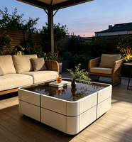 Table basse carrée moderne avec plateau en verre microcristallin de qualité E1 pour salon, hôtel, appartement, vente en gros, sur mesure