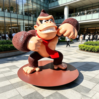 Sculpture de Donkey Kong en fibre de verre sur mesure, taille réelle, sculpture d'art extérieure, statue de gorille de dessin animé pour projets de décoration commerciale
