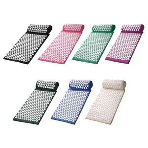 Reflexología Energía Acupuntura Masaje Yoga Mat Cojín Cabeza Relajación Muscular Acupresión Mat Y Almohada Set Acupresión Mat