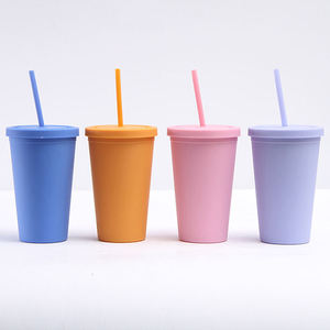 Wholesale Leak-proof Double Wall 16oz 24oz Plastic Water <b>Bottle</b> with Straw for Car Travel Gym Camping Office School - Product Image 1