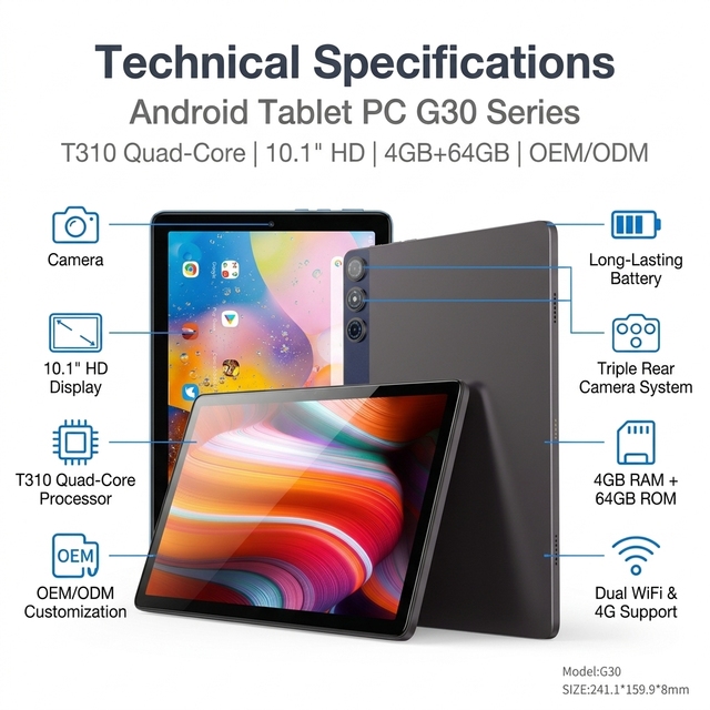 Yifang New 10.1-inch Unisoc Tiger T310 Quad-core Android 14 System Tablet with 4GB of Memory Suitable for Business Use Table PC