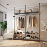 Fabrik preis Einfache Installation Kleider ständer Garderoben ständer Metall garderobe Lager regal
