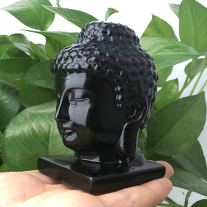 Statues de Bouddha en cristal artisanal, sculptées en pierre naturelle, quartz rose, statue de tête de Bouddha en cristal de guérison, figurine - Product Image 4