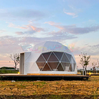 Tenda Dome Glamping Mewah Dinding Kaca Transparan Tenda Dome Empat Musim Rumah Kaca Geodesik Tenda Igloo Untuk Perhotelan