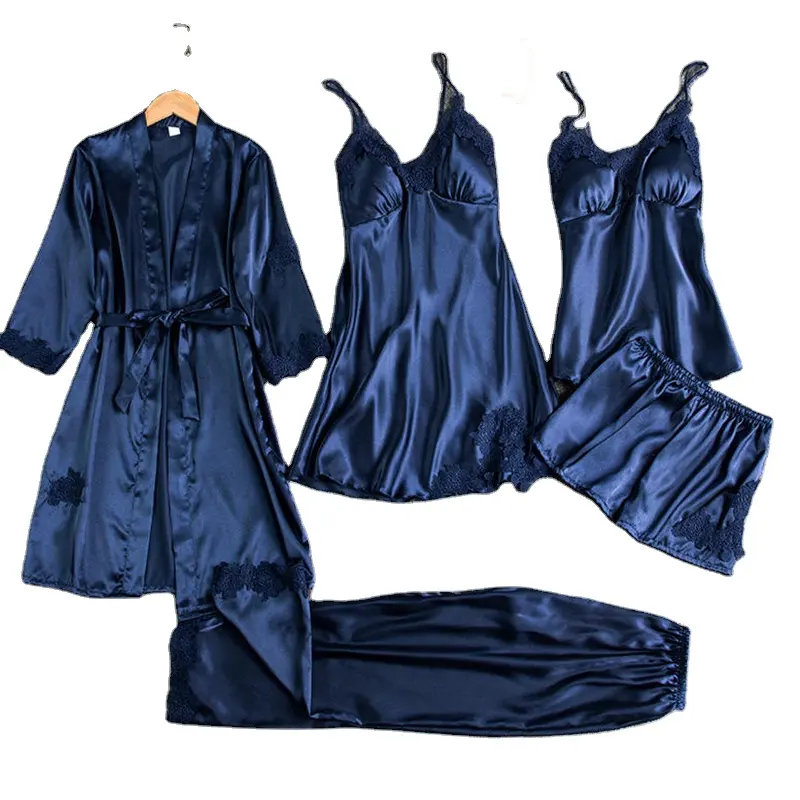 Robe de nuit courte en Satin et dentelle, Sexy, 5 pièces, haute qualité, offre spéciale