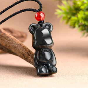 Pendentif en jadéite naturelle du Myanmar, ours mignons, bijoux pour femmes, vente en gros de jade, cadeau avec certificat d'évaluation DW76 - Product Image 2