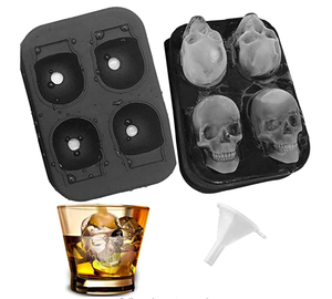 SK11 Bac à glaçons 3D en forme de crâne réutilisable pour whisky, style rétro, pour boissons - Product Image 3
